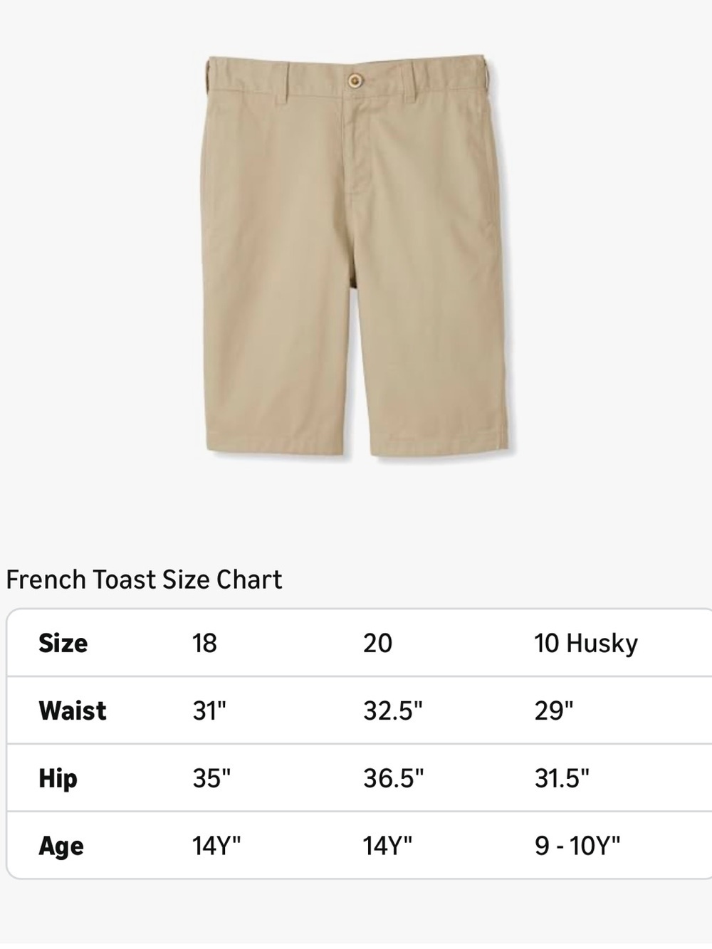 NWT French Toast Boys Flat Front Stretch Twill Shorts with Adjustable Waist 20 - Picture 3 of 7